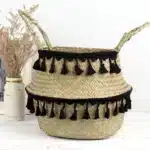 Panier en osier Osellia décoratif avec franges – Rangement et cache-pot – Image 14