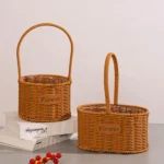 Panier osier tressé avec poignée sans marque marron/blanc – décoration et rangement – osier recomposé – Image 15