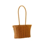Panier osier tressé avec poignée sans marque marron/blanc – décoration et rangement – osier recomposé – Image 10