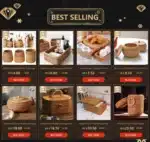 Boîte de rangement osier tressé avec couvercle Marron/Beige – Rangement maison – Osier – Image 12