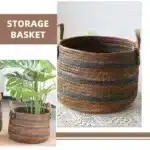 Panier osier de rangement tissé avec anses – Panier décoratif maison et linge – Image 9