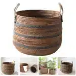 Panier osier de rangement tissé avec anses – Panier décoratif maison et linge – Image 11