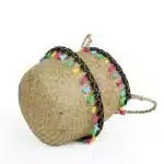 Panier en osier Osellia décoratif avec franges – Rangement et cache-pot – Image 2