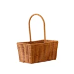 Panier osier tressé avec poignée sans marque marron/blanc – décoration et rangement – osier recomposé – Image 9