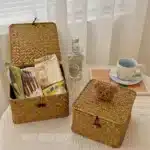 Boîte de rangement en osier avec couvercle – Motif ours – Image 18