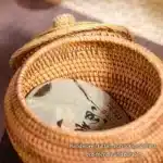 Boîte de rangement osier tressé avec couvercle Marron/Beige – Rangement maison – Osier – Image 5