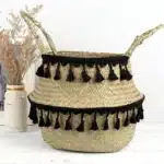 Panier en osier Osellia décoratif avec franges – Rangement et cache-pot – Image 8