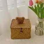 Boîte de rangement en osier avec couvercle – Motif ours – Image 7