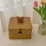 Boîte de rangement en osier avec couvercle – Motif ours – Image 8
