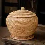 Boîte de rangement osier tressé avec couvercle Marron/Beige – Rangement maison – Osier – Image 17