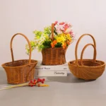 Panier osier tressé avec poignée sans marque marron/blanc – décoration et rangement – osier recomposé