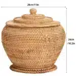 Boîte de rangement osier tressé avec couvercle Marron/Beige – Rangement maison – Osier – Image 10